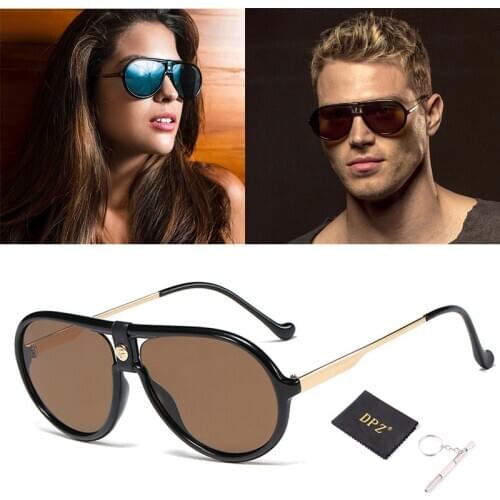 2020 DPZ NEW Fashion Modern aviation Style Button Decoration men Sunglasses Women Vintage Brand Design Sun Glasses Oculos De Sol
