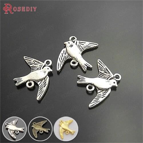 30PCS 21x16MM Antique Silver Zinc Alloy Swallow Charms Pendants Jewelry Making Supplies Diy Findings Accessories