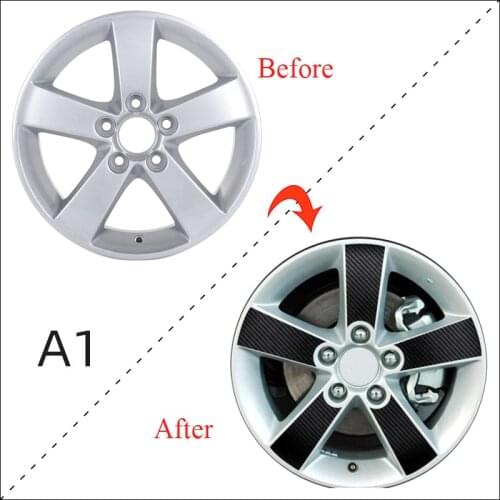 3D 4D Carbon Fiber Wheel Stickers DIY Pre-cut Protective Film For HONDA CIVIC 8th 9th Gen 2006-2015 Wheel Decal Wrap Vinyl