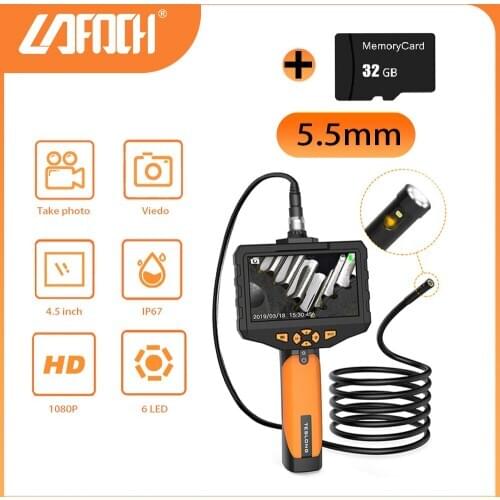 5.5mm HD Dual lens Endoscope Camera IP67 Waterproof 1m cable Camera Borescope with 4.3" LCD for car repair,drain inspection