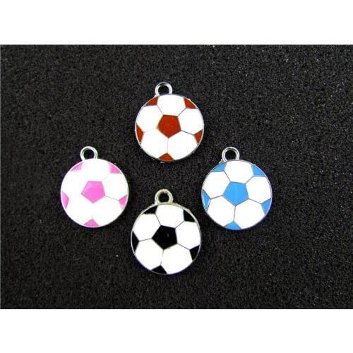 AE705 Mix Color 20Pcs Alloy Metal Enamel Football Charms Pendant 23x19mm