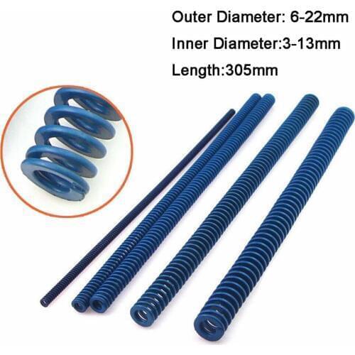1Pcs American Standard 65Mn Blue Light Load Die Spring Outer Diameter 6-22mm Inner Diameter 3-13mm Length 305mm