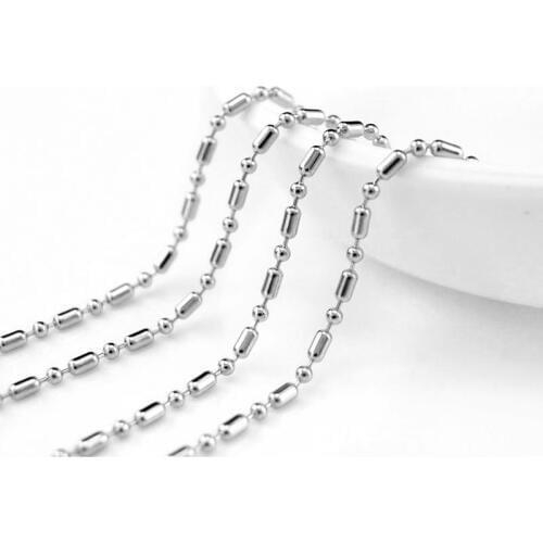 Wholesale 10pcs JEWELRY 2.4mm Bamboo Bead Necklace Chain Silver Color Stainless Steel DIY Fittings High Quality 2.4 Bead Chain