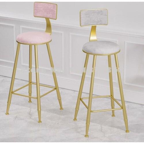 Bar Chair Light Luxury Bar Chair Commercial Stool Nordic Home Iron High Stool Modern Simple Back Bar Stool