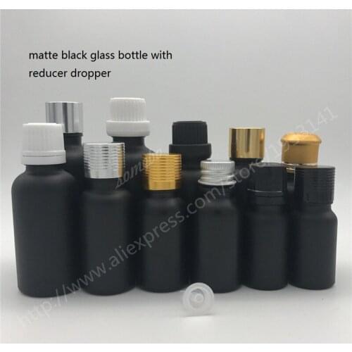 Free Shipping 500pcs 20ml Matte Black Glass Essential Oil Bottle with Orifice Reducer Empty Forsted Black Glass Vials Bottles