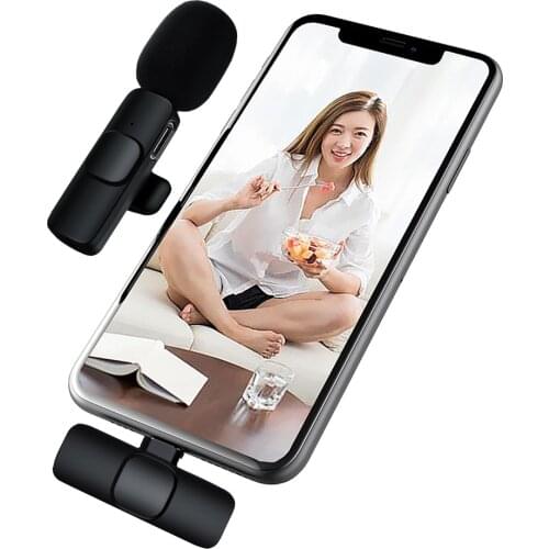 Mini Wireless Microphone Home portable Lavalier Microphone Live Recording Equipment For iphone Android Universal Plug And Play