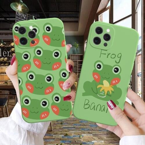 Mint green Funny The Frog cute cartoon Couple Phone Case For iPhone 12 11 pro MAX XR XS MAX X 7 8 Plus SE 2020 soft TPU Case