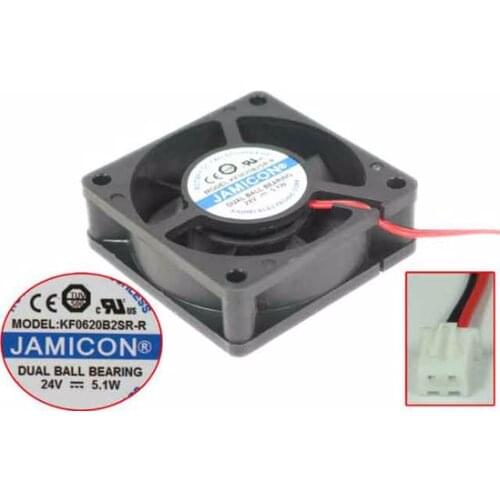 Jamicon KF0620B2SR-R DC 24V 5.1W 60x60x20mm 2-wire Server Cooling Fan