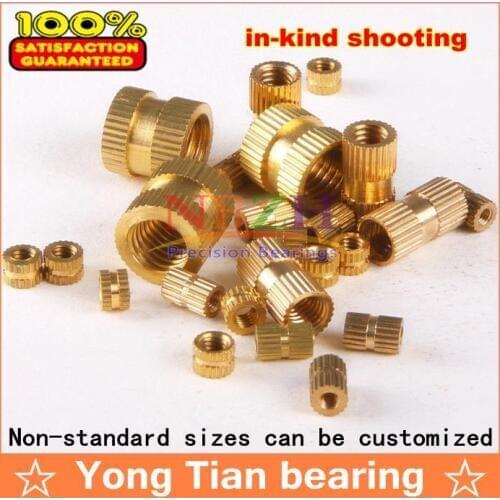 100pcs M2 Double-pass Copper insert injection copper knurled nut embedded parts copper flower nut Brass screws Stud M2*8*3.5