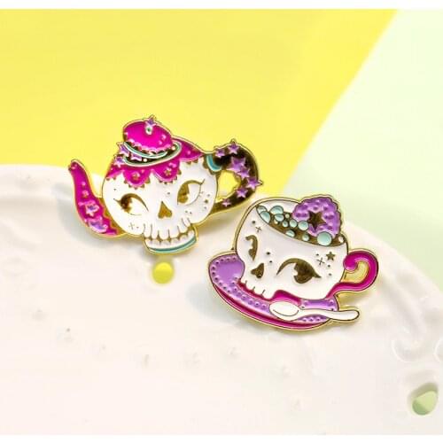 Coffee Cup Enamel Pin Head style is Cool Badge Brooch Denim Clothes Fashion Cartoon Jewelry Gift For Many Boys And Girls