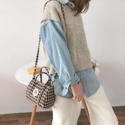 Hylhexyr Female Corduroy Shoulder Bag for Women 2020 Woolen Purses and Handbags Casual Totes Zipper Cloth Messenger Bags