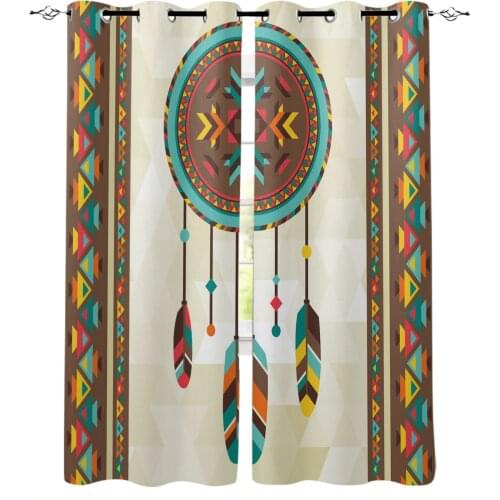 Indian Feather Ethnic Illustration Blackout Curtains For Living Room Bedroom Window Treatment Blinds Drapes Kitchen Curtains