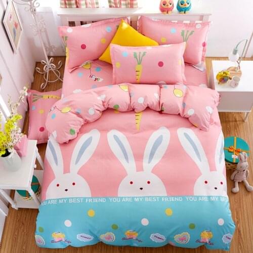 Cozy Cartoon Animals Striped Printed 3/4pcs Bedding Set Bed Cover Bed Sheet Duvet Cover Pillowcase Bed Linen Bedclothes Queen