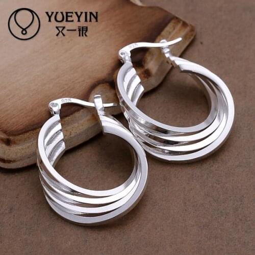 Circle earrings Wholesale chaep silver plated stud earrings for women fashion wedding jewelry Inlaid Crystal Super Offer