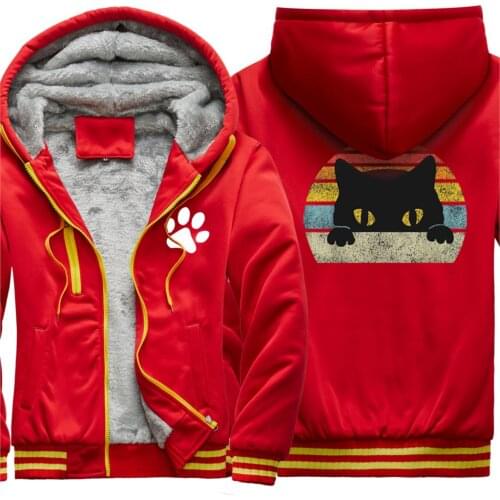Big Eyes Cat Keep Warm Thicken Jackets For Mens Hip Hop Long Sleeve Clothing Fashion Casual Tops Zipper Retro sudadera hombre