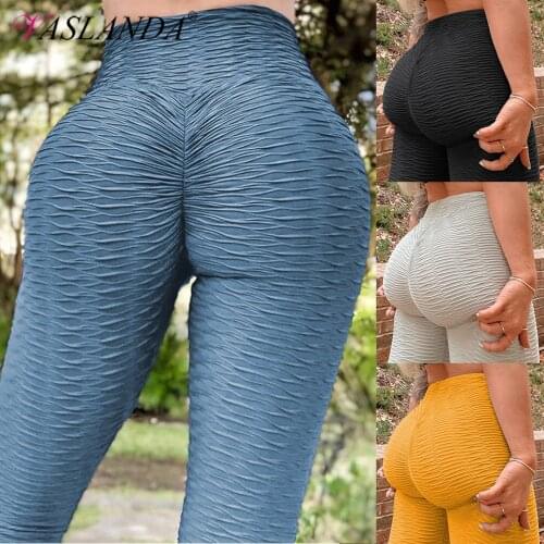 Workout Leggings Textured Sports Tights Scrunch Butt Lifting Fitness Legging Women Gym Seamless Leggins Tummy Control Pants