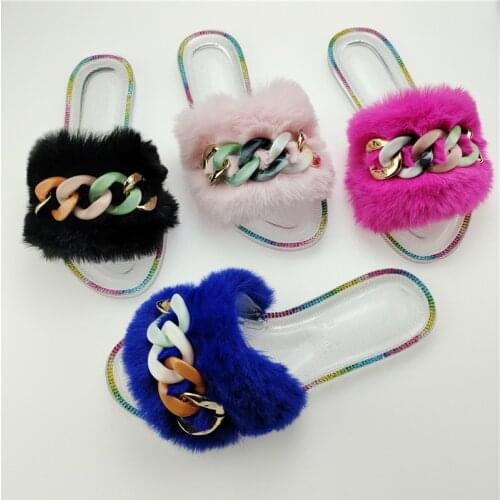 Summer Womens Shoes New Plush Slippers Fashion Open Toe Outdoor Leisure Rhinestone Sandals Plus Size