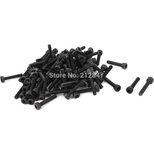 M3 x 16mm Alloy Steel Hex Socket Head Cap Machine Screw Bolt Black 100 Pcs