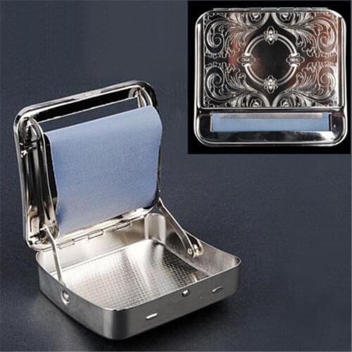 1pc 70mm Metal Automatic Cigarette Tobacco Smoking Smoke Roller Rolling Machine Box Case Tin High Class