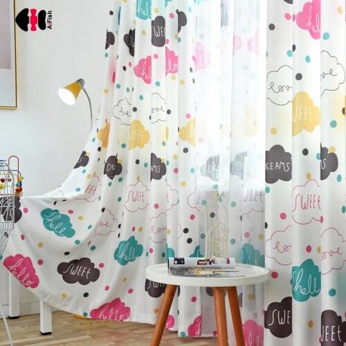 Cute Pink Gray Sky Cloud Design Curtains for Living Room Cartoon Kids infant Baby Sons Daughter Nursery Window Cortinas WP163C
