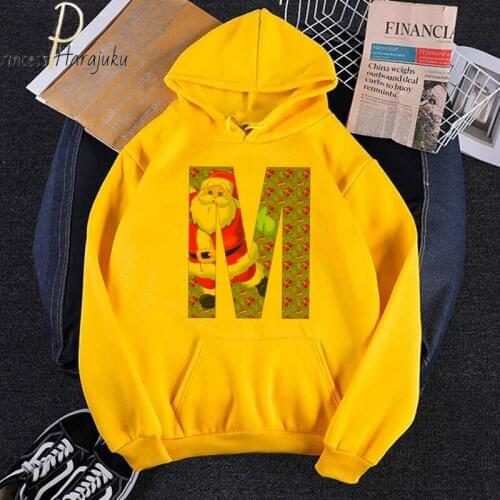 Kawaii Christmas Letters Couple Sweatshirt Cartoon Print Fall/Winter Ladies Hoodie Korean Fashion Street Women Pullover Hoodie