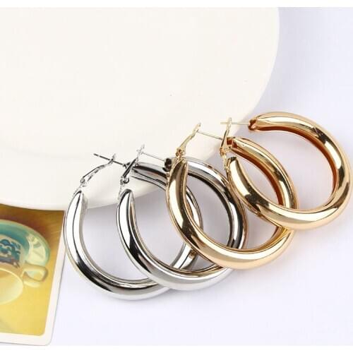 Trendy Large Hoop Earrings Big Smooth Circle Earrings Fashion Brincos Brand Loop Earrings for Women Jewelry Gold Silver Color
