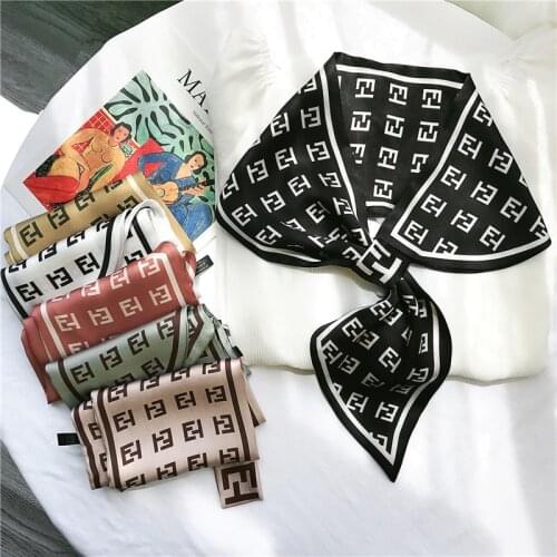 Fashionable Luxury Brand F Letter Bevel Small Skinny Scarf Oblique Neck Scarves Double-Sided Neckerchief