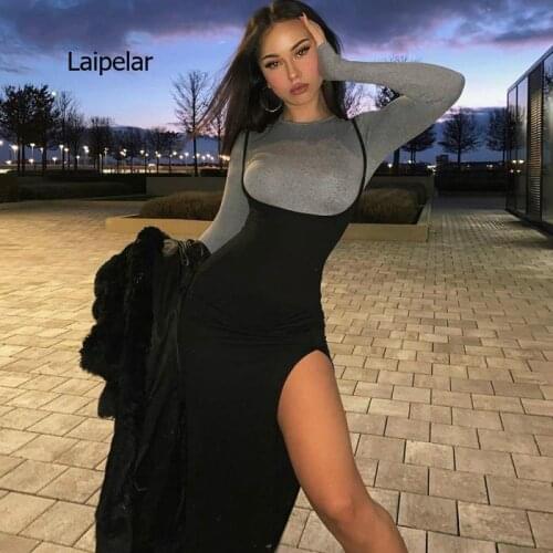 Summer Spring 2021 New Womens Wear Suspender Open Back Sexy Split Slim Elegant Party Street Wear Dress
