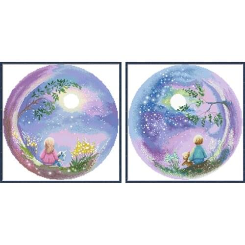 Little Dreamer Stamped Cross Stitch Patterns Embroidery Kits Printed Fabric 11CT 14CT DIY Needlework Crafts Home Decor Paintings