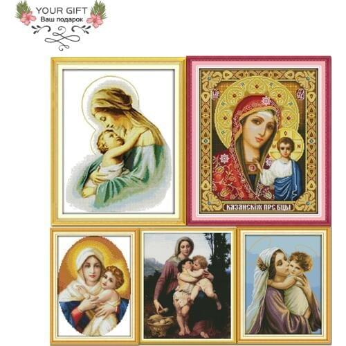 Joy Sunday R266(2)(3)(4)(5)(6) 14CT 11CT Counted and Stamped Home Decor Holy Mother and Holy Son Cross Stitch kits