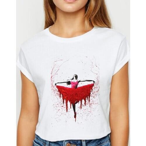 Various Colors Dancing Printing New T-shirt Female Fashion Korea Style Streetwear Tshirt Pretty Aesthetic Hipster Loose Tee Top