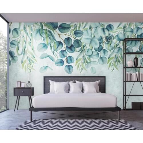 Custom Wallpaper 3d hand painted small fresh watercolor tropical leaves bedroom 3D background TV Background Wallpaper mural