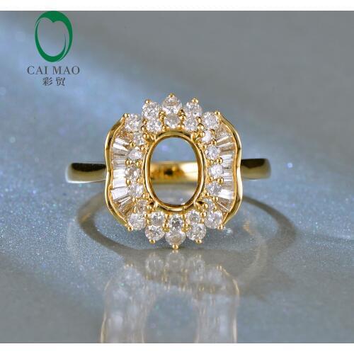 5x8mm oval shape 18K yellow gold Natural Diamond Engagement Ring Jewelry Semi Mount Setting Ring