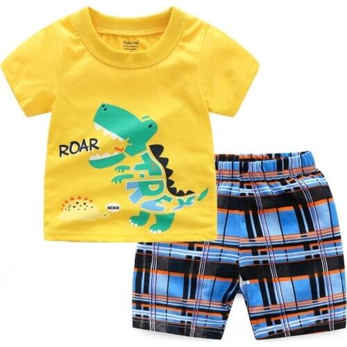 Boys Clothes Summer Children Short Sleeve T Shirt Pants Girl Beach Sets Kid Cotton Children Sets Children Clothing 2-8 years