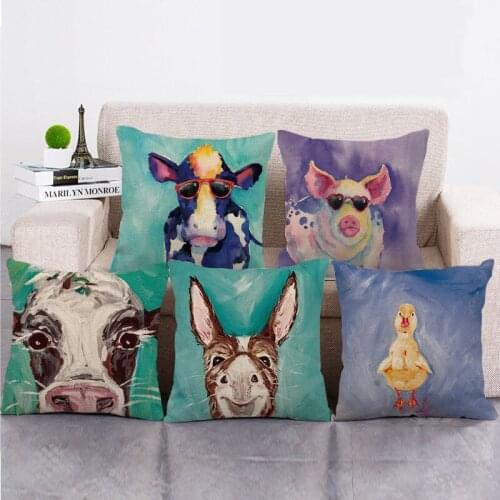 Wholesale 45cm*45cm Summer animal party Linen/Cotton Throw Pillow Covers Couch Cushion Cover Home Decor Pillowcase