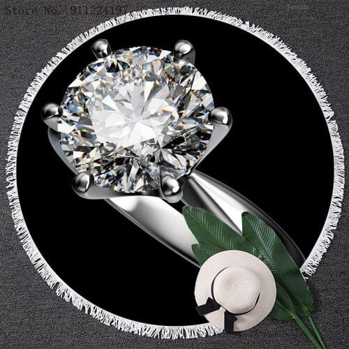 3D Printed Bright Diamond Beach Towels Summer Round Beach Towel Microfiber 24 Carat Wedding Ring Pattern Bath Towels 150x150cm