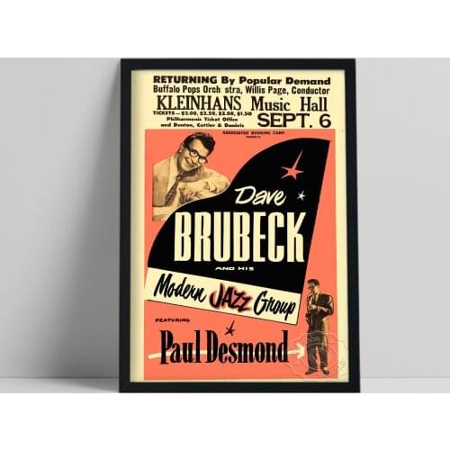 Vintage Music Venue Print Poster, American Dave Brubeck Canvas Painting, Brubeck Fans Collect Abstract Wall Picture Home Decor