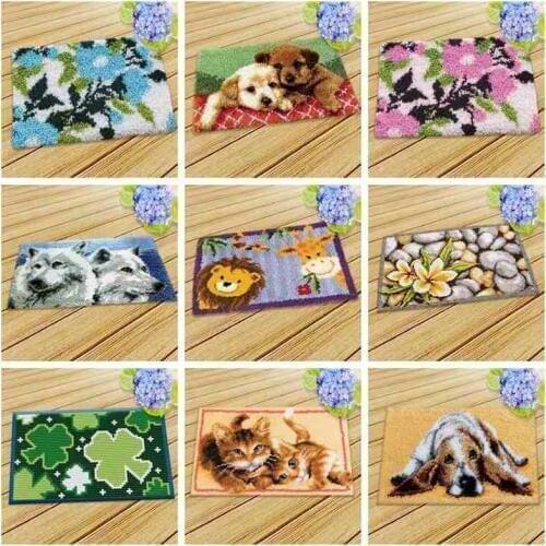 Prajna Latch Hook Cushion Animals Carpet Embroidery Needlework Crochet Pillows Accessories DIY Latch Hook Rug Kit Cross Stitch