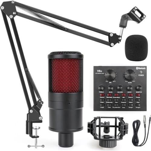 Profession studio Microphone for PC Computer Recording Home karaoke Kit Condenser Microphone with Phantom Power Voice Changer