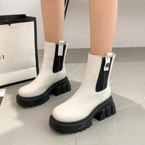 Luxury Brand Design Ladies Chunky High Heels Boots Punk Cool Platform Ankle Ankle Boots Women Party Office Stree Shoes Woman