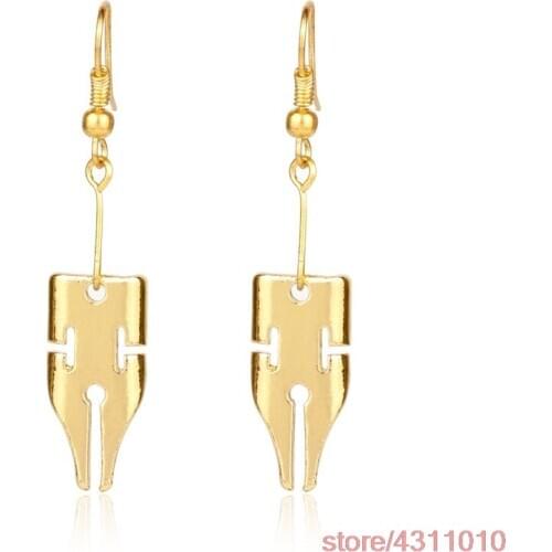 Anime jojo bizarre adventure Earring Cosplay Accessories Jewelry charm Rohan Kishibe Pen Nib drop dangle hanging Earring