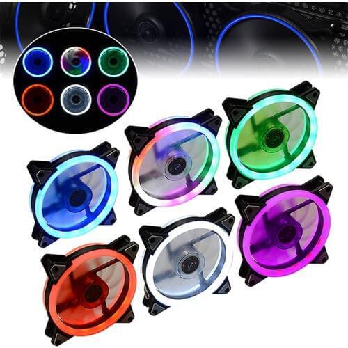 Computer Cooling System 12CM CPU Radiator Cooling Fan Colorful LED Light PC Replacement Heatsink Cooler