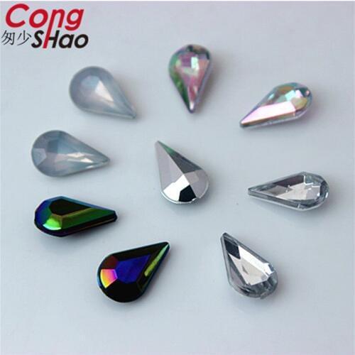 Cong Shao 300pcs 6*10mm Drop tip bottom Acrylic Rhinestone trim stones and crystals DIY Crafts Deco Ornament Accessories CS186
