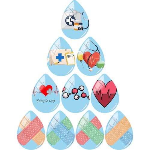 TAFREE New Medical Equipment Stethoscope Syringe 18x25mm Handmade Tear Drop Shape Glass Cabochon Dome Flat Back Jewelry MD114