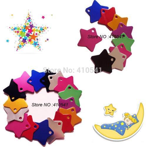 Pet Products Mix Colors 100 Pcs/ Lot Custom Aluminum Alloy Star Shaped Pet ID Tags Puppy Dog Cat tags Free Shipping