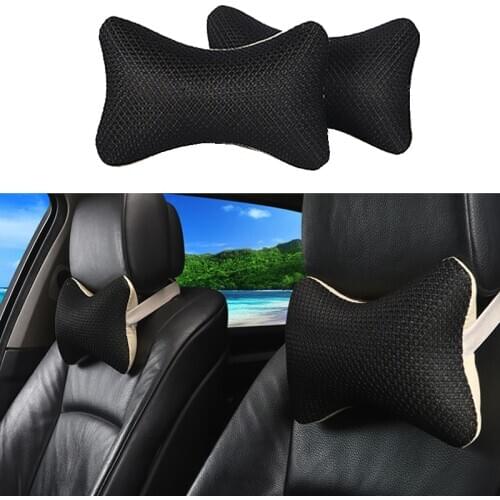 2Pcs/Set Universal Car Neck Pillows Ice Silk Breathable Mesh Soft Headrest Fit For Most Cars Auto Cushion Pillows Accessories