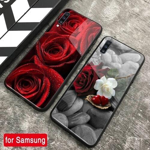 FinderCase for Samsung A70 Case Red Rose Glass Cover for Samsung A20 A30 A40 A50 A60 A70 A80 A8 A7 2017 PLUS 2018
