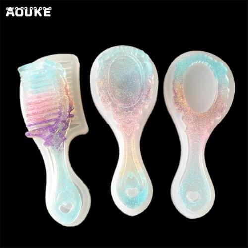 High-Definition DIY Mirror/Comb Shape Epoxy Mold Manual Transparent Silicone Mould Cake Decoration Tools Biscuits Cookies Molds