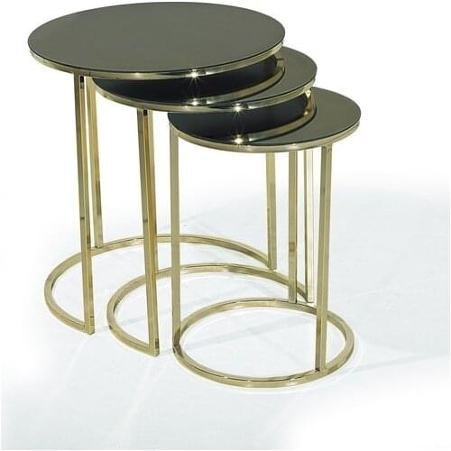 Mirrored Gold Metal Nesting Table Modern Coffee Table for Homes Free Shipping From Turkey