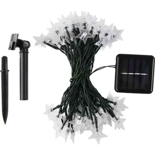 50 LED Light Beads Auto Sensor LED Solar String Light Five-Pointed Star String Light Waterproof String Light For Decorative